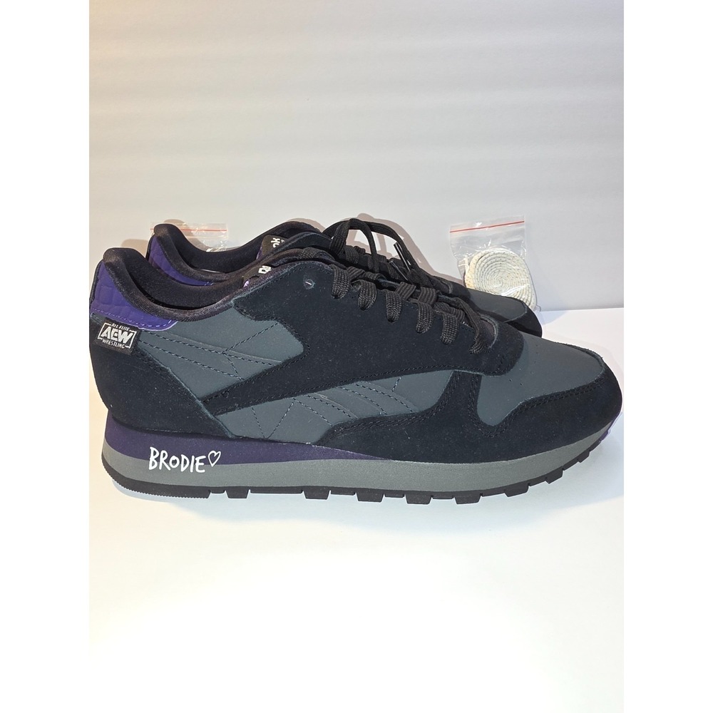 Reebok Classic Leather Brodie Lee Black Purple Men's 8 100206650 AEW
